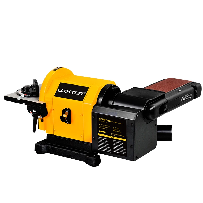 LUXTER 900W Belt Disc Sander 4X8 Inch Disc Bench Sanding Adjustable Table Belt Sander Machine Multifunctional Grinder