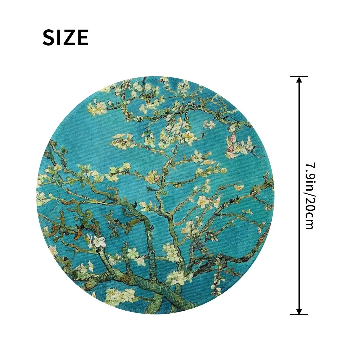 Vincent Van Gogh Blossoming Almond Tree Round Mouse Pad Computer Keyboard Mouse Mat Gamer PC Desk Mat Office Accessories Table