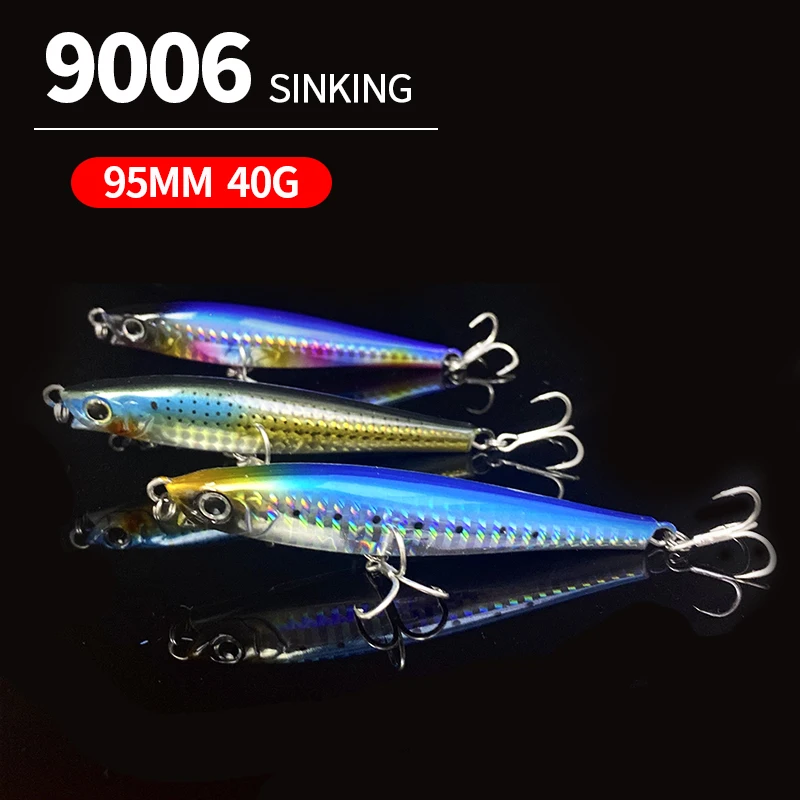 40g 95mm Heavy Sinking Minnow Fishing Lures Long Shot Casting Artificial Bait for Seabass Trout Saltwate Fishing Accessories