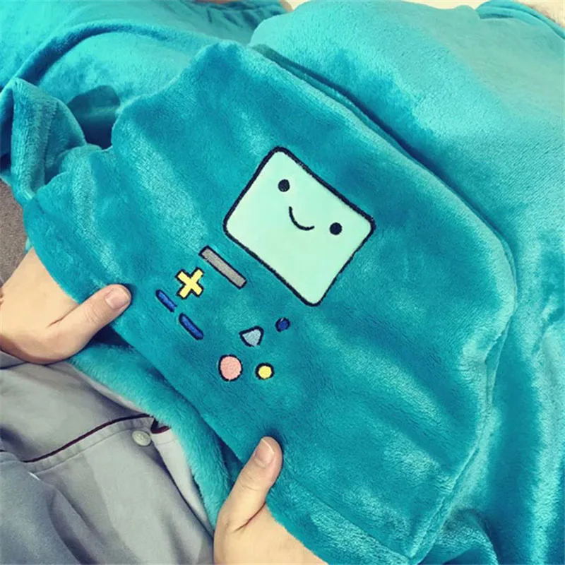 Adventure Time Robot mantello Tippet scialle peluche ufficio resto dormire morbida coperta calda ragazzo ragazza amico compleanno regalo di natale