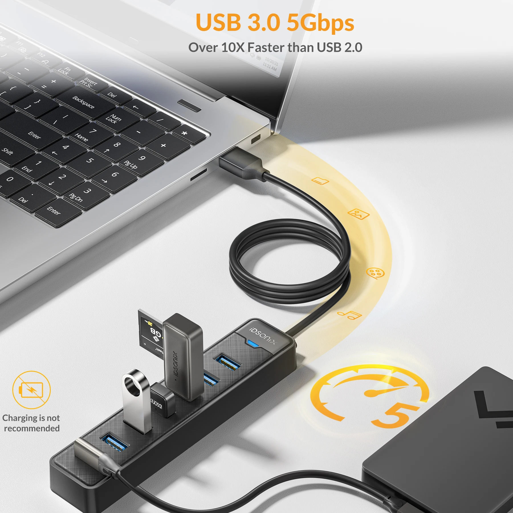 iDsonix USB 3.0 HUB 5Gbps Dock Station 7 Port USB A Type C HUB Splittter Multi Port Socket USB3.0 HUB for Surface Macbook Laptop