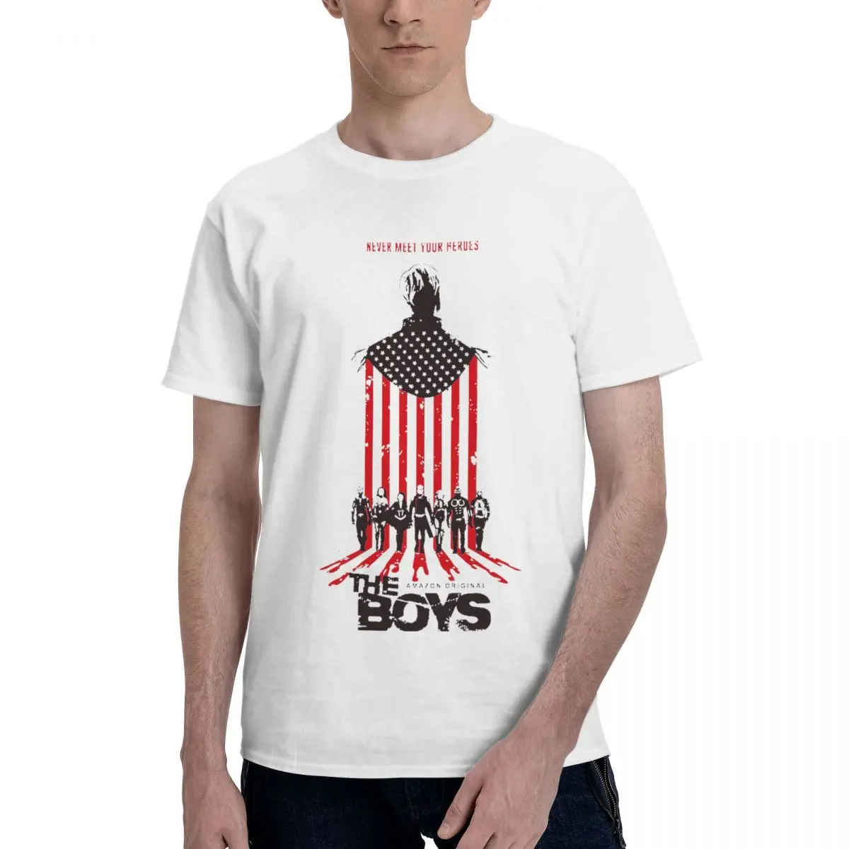 

Футболка The Boyss Never Meet Your Heroes Essential, мужская базовая футболка с коротким рукавом, белая футболка с круглым вырезом и коротким рукавом