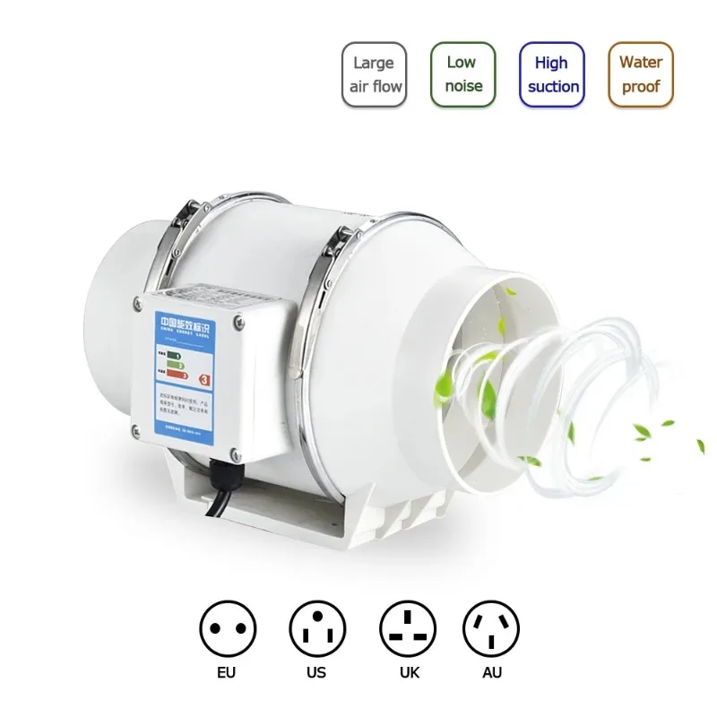 

Вентилятор канальный бесшумный для дома, 220В, для ванной, кухни, туалета, вытяжной, 75/100/125/150/200 мм