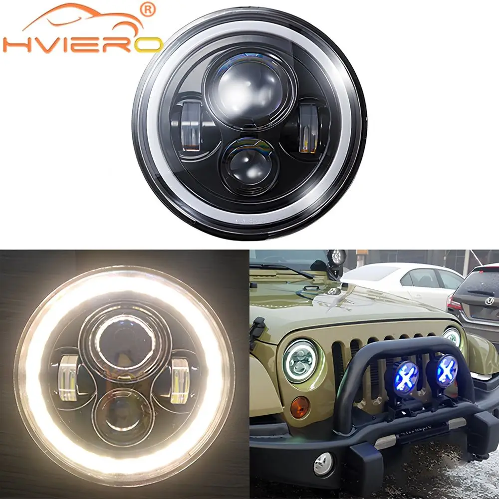 7Inch Motorcycle LED Headlight 12V 45W Offroad Accessories Working Spot Light Headlamp 6500k Day Auto signal Work Lamp Bar Ip67