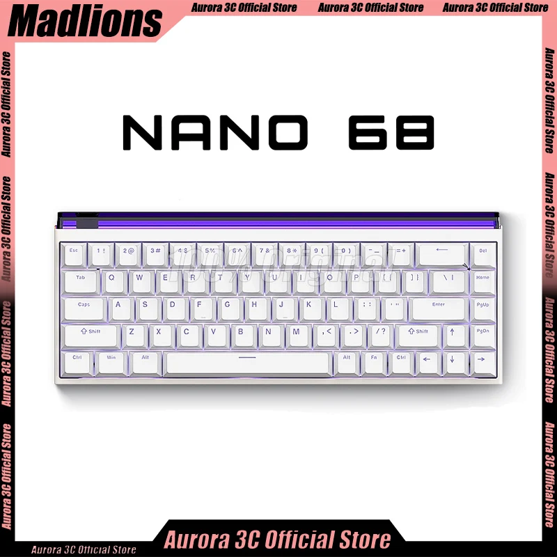 Madlions NANO68 Magnetic Switch Keyboard Wired Keyboard RT0.01 8000Hz RGB TTC PC Office Games Custom Mechanical Keyboard Gifts