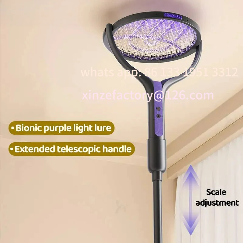 

Customizable 5-in-1 Retractable Extension Pole Electric Mosquito Swat Multi-Functional Rotating Net Swat Rechargeable USB Family