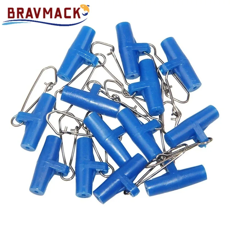 BRAVMACK 25pcs Heavy-Duty Fishing Line Sinker Slides with Blue Plastic Head Swivel Duo-Lock Snap Nice Snap Feature for Angling
