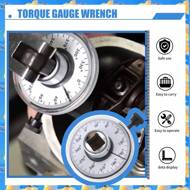 FTS 1/2 นิ้วเครื่องวัดแรงบิดประแจเครื่องมือวัดแรงบิดเครื่องวัดมุม Indexer