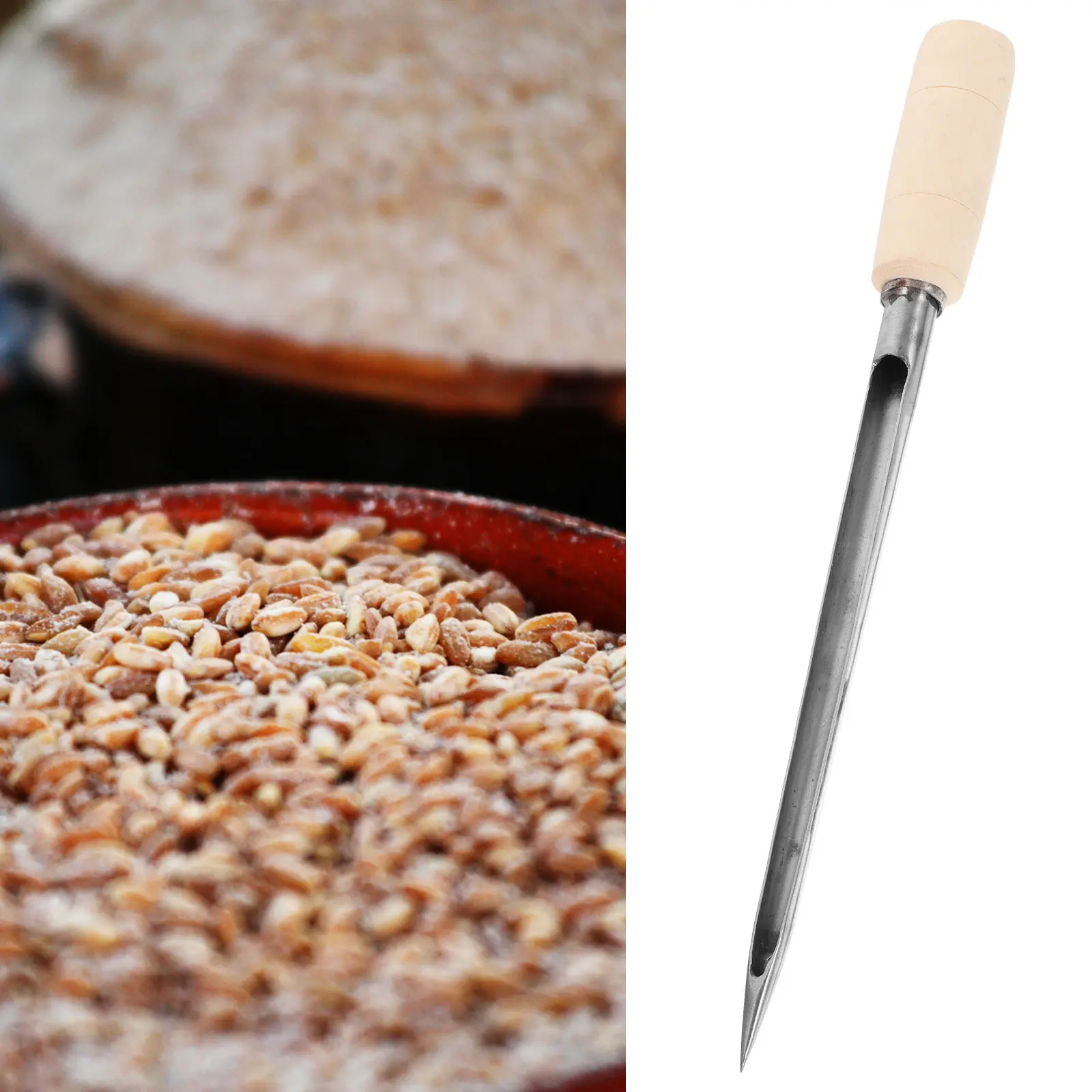 Reusable Grain Sampler with Stainless Steel Probe & Wooden Handle – Lightweight Wheat, Corn, Rice Sampling Tool