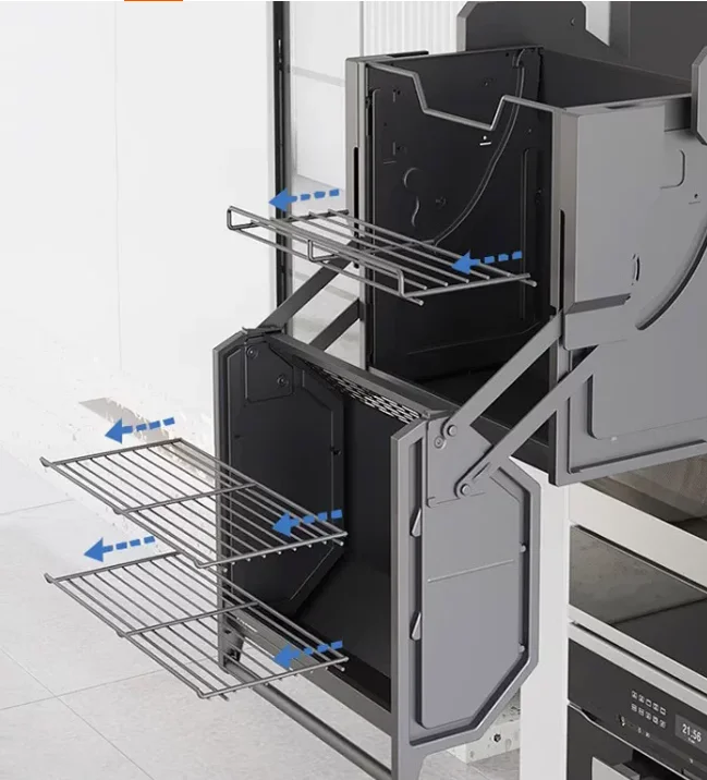 Hanging cabinet lift basket  Refrigerator Snacks Kitchen cabinet pull basket
