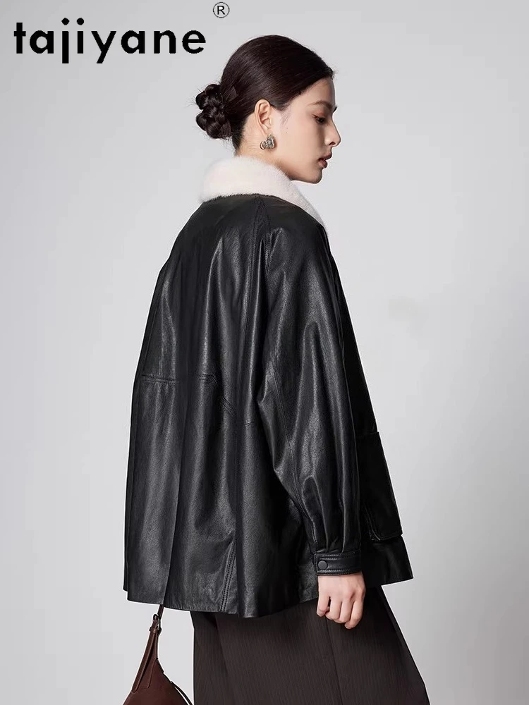 TAJIYANE Pelle di pecora Piumini d'oca Donna Collo di pelliccia di visone di lusso Piumini Giacca in vera pelle 2025 Abiti invernali дубл onderка