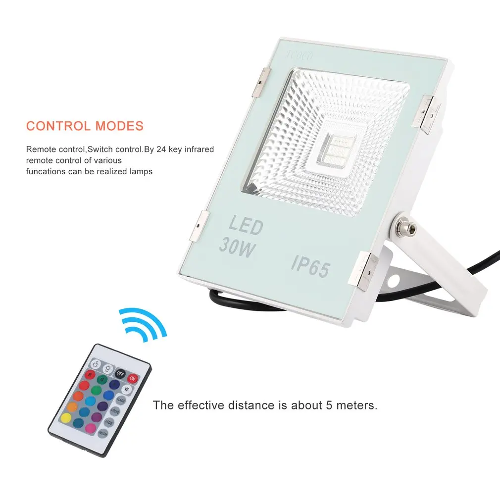 ICOCO lampu sorot LED RGB luar ruangan, kendali jarak jauh 16 warna 4 mode dapat diganti tahan air untuk jalan taman papan reklame