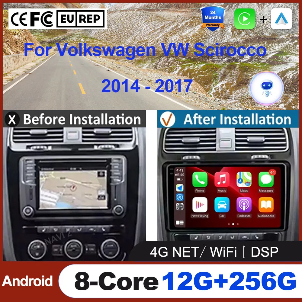Android Auto для Volkswagen VW Scirocco 2014-2017 Автомобильный Apple Carplay Радио Мультимедийный видеоплеер GPS-навигация 4G + WIFI SWC