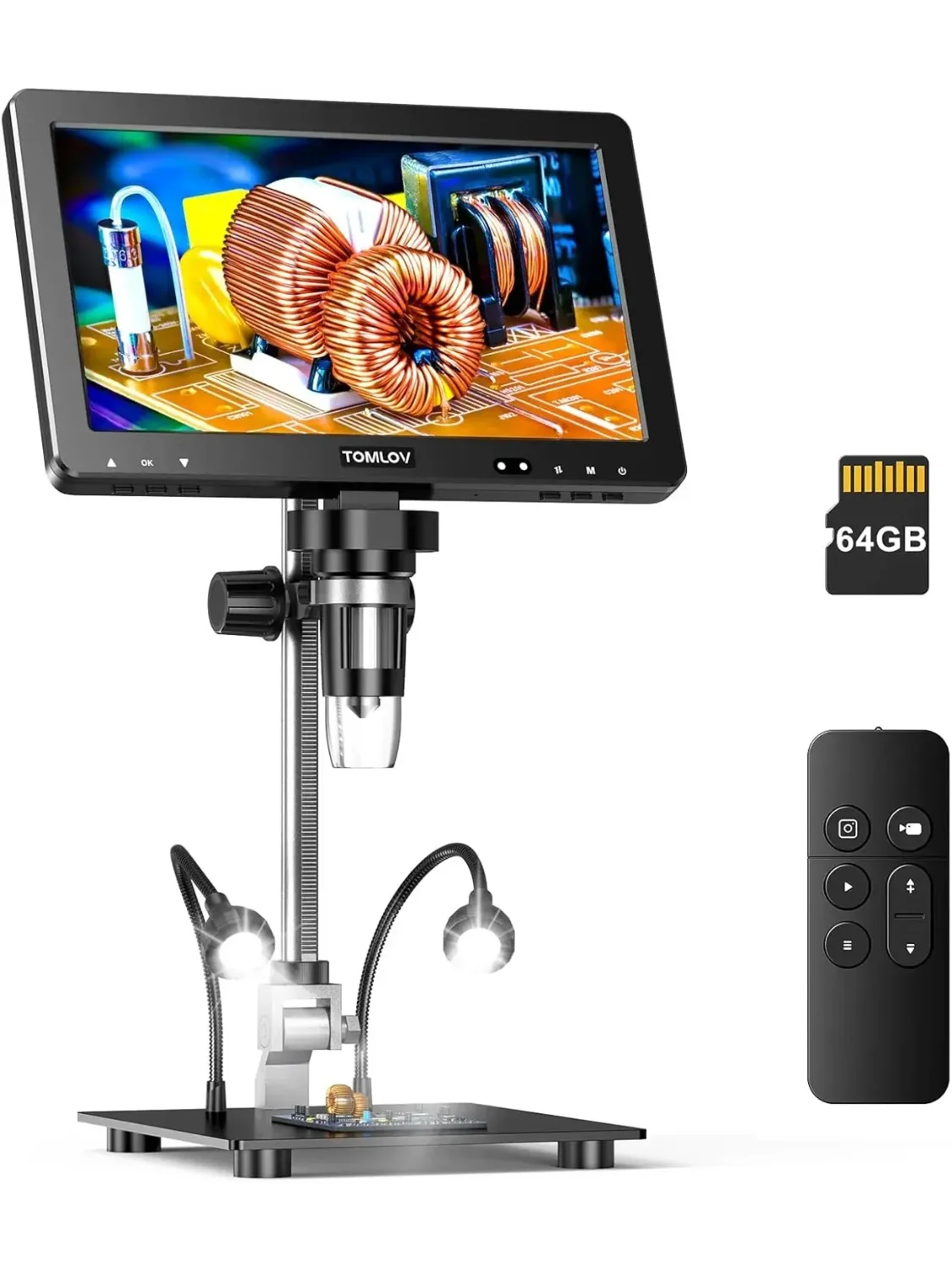 TOMLOV HDMI-microscoop 1500X zoom 10,1" digitale vergrootglas HD IPS 20MP elektronische microscopen DM9 Max voor solderen telefoonreparatie - afbeelding 2