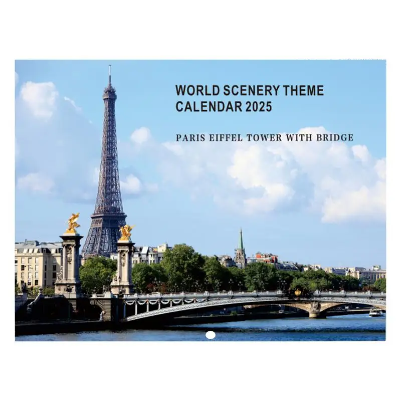 2025 Wall Planner Calendar Elegance World Landscape Monthly Calendar for Wall World Landscape Theme Wall Calendar for Home