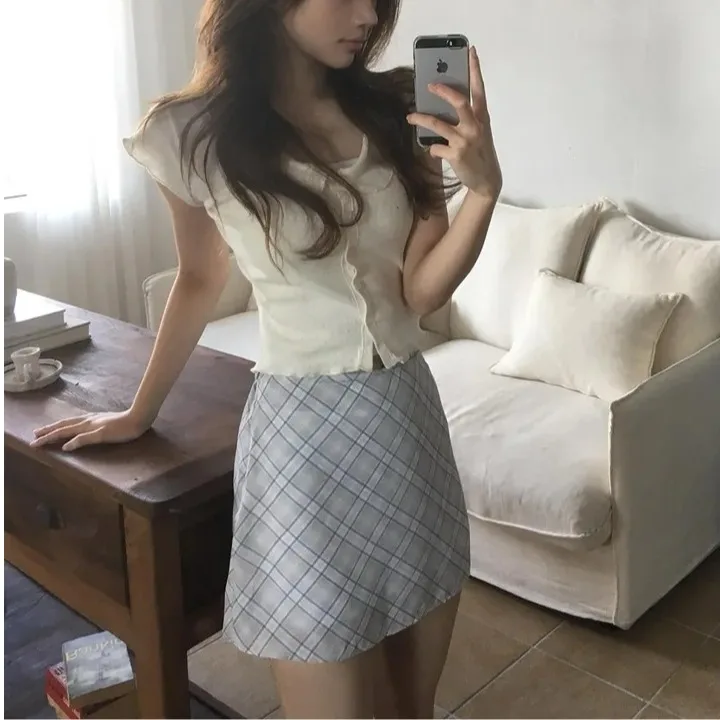 New Plaid Half Skirt Women's A-Line High Waist Summer 2026 Fashion Ladies' Premium Clothing Chinese Production Other Details