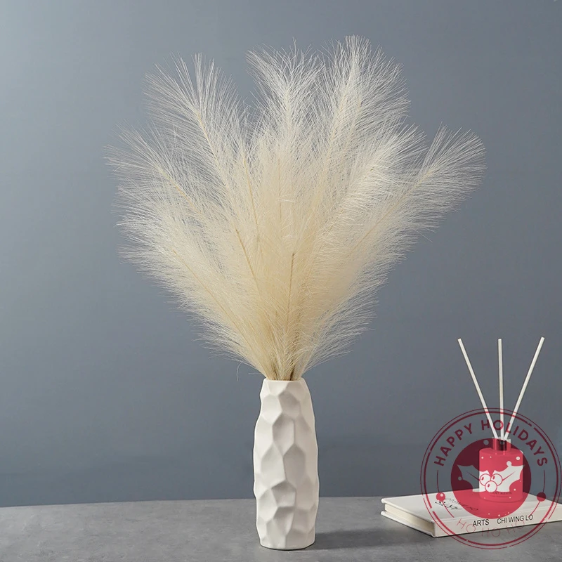 45cm 7-Fork Imitation Reed Pampas Grass Wedding Home Arrangement Pink Milky White Brown Black Artificial Reed Artificial Flowers