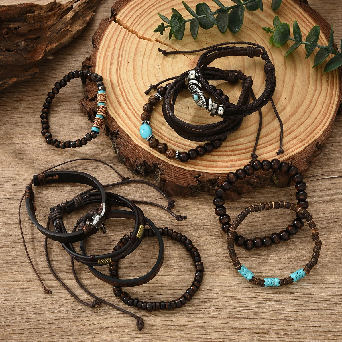10 قطعة/المجموعة خمر العرقية نمط المنسوجة الجلود سوار للرجال النساء البوهيمي البقرة شجرة الحياة الأساور الجلدية مجوهرات هدايا جديد