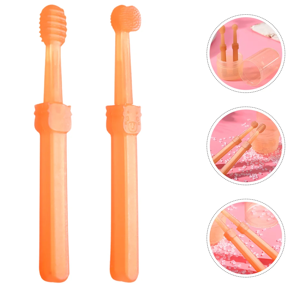 2 Pcs Silicone Baby Toothbrush Set Toddler Kids al Care Brush Kit Soft Bristles for Newborn Baby Toothbrush Teething
