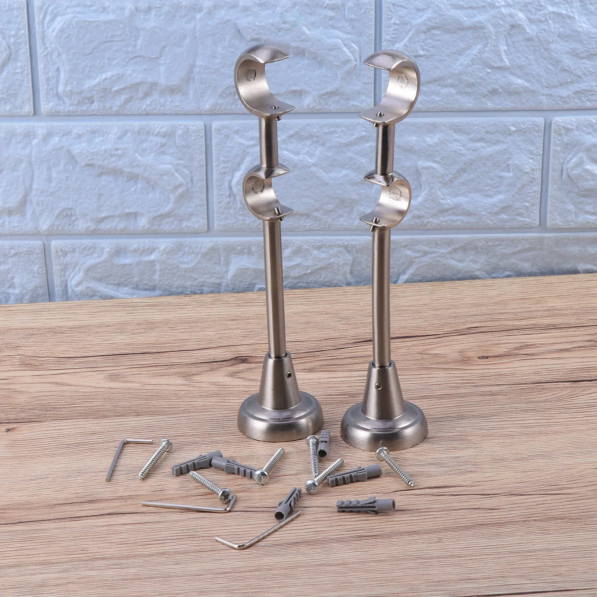 

2 pcs 20Mm/25Mm Double Curtain Rod Holders Vintage Sturdy Iron Brackets Home Decoration Drapery Mounting Bracket