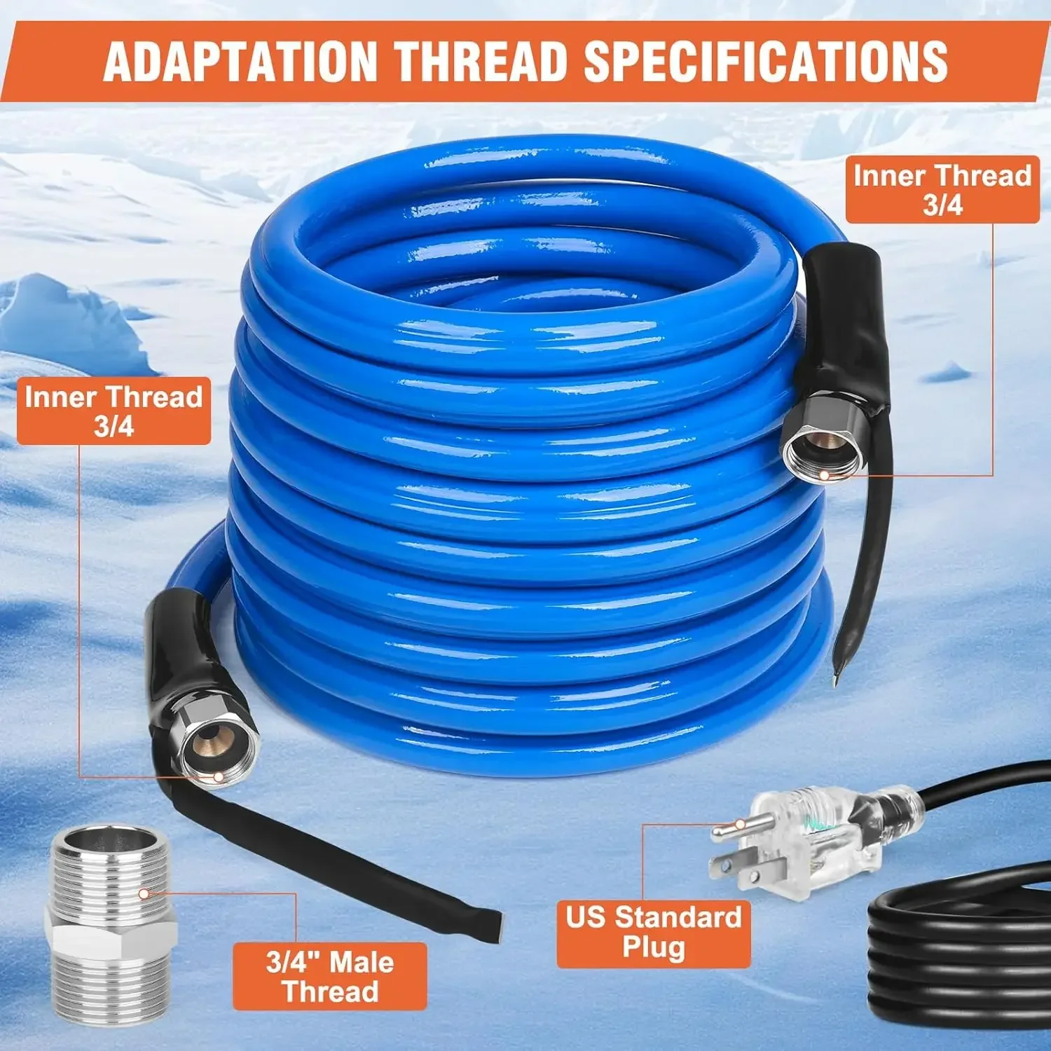 100FT Heated Water Hose for RV,Heated Drinking Water Hose with Thermostat,Lead and BPA Free,1/2