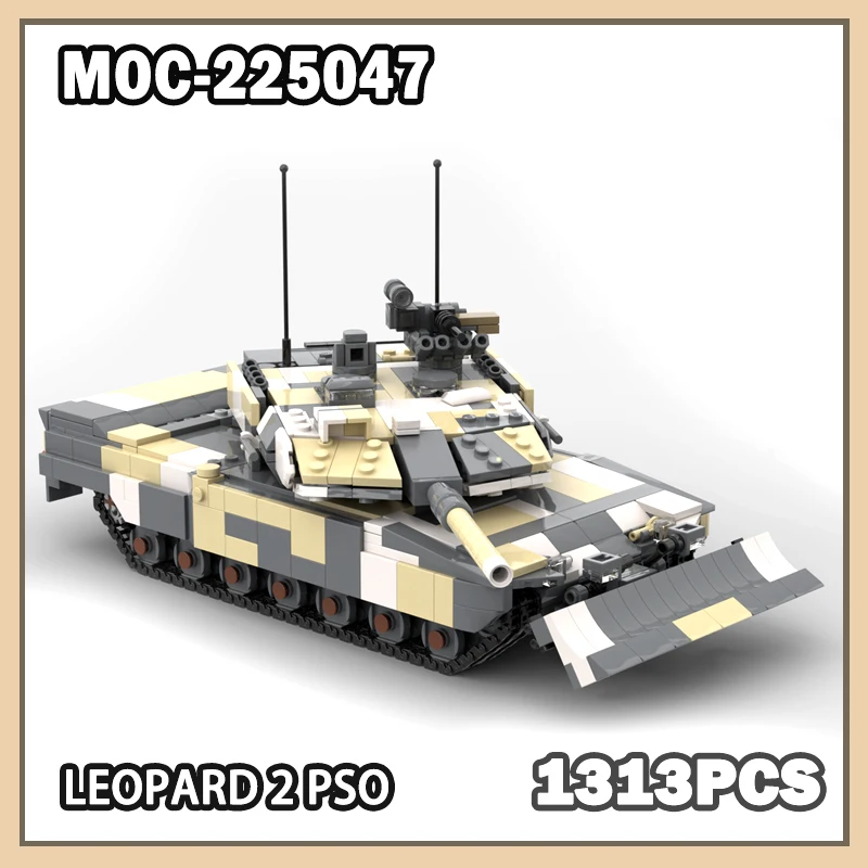 

MOC-225047 Военная военная серия Leopard 2 PSO, модель строительного блока, кирпичный солдат, корпус, армейский набор по индивидуальному заказу, креативные подарки, 1313 шт.