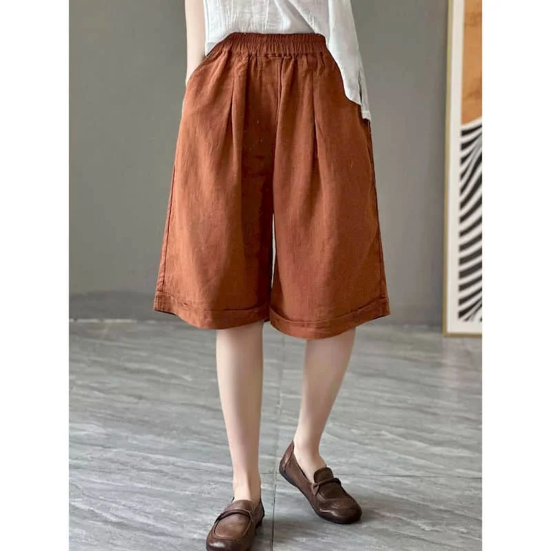 

Basic A-line Shorts for Women Summer Sale Korean Style Retro Five-point Pants Elastic Waist Minimalism Sweatpants Women Clothing