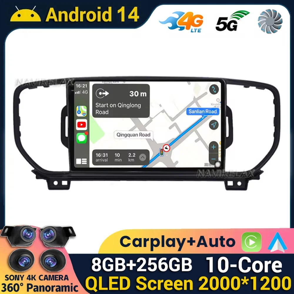 Android 14 Wireless Carpla&Auto 4G+WIFI For Kia Sportage 4 QL 2016 2017 2018 Car Radio Multimedia Video Player Navigation GPS BT