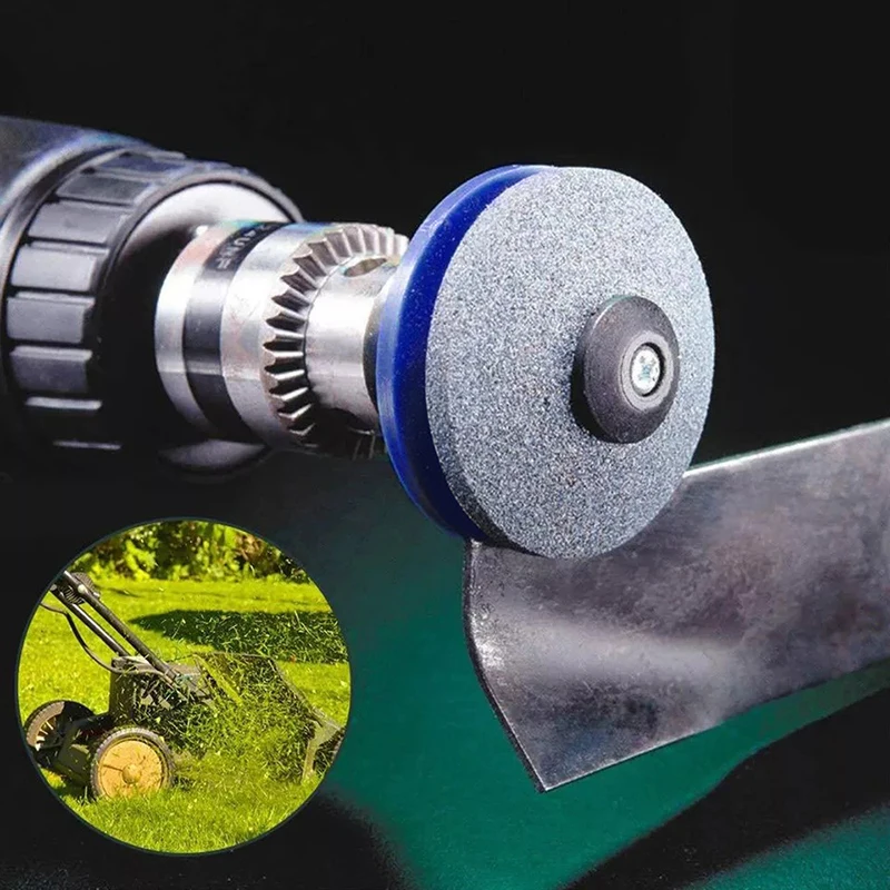 50mm Knife Sharpening Drill Lawnmower Faster Blade Sharpener Grinding Garden Tools Rotary Drill Abrasive Tools Lawn Mower Parts