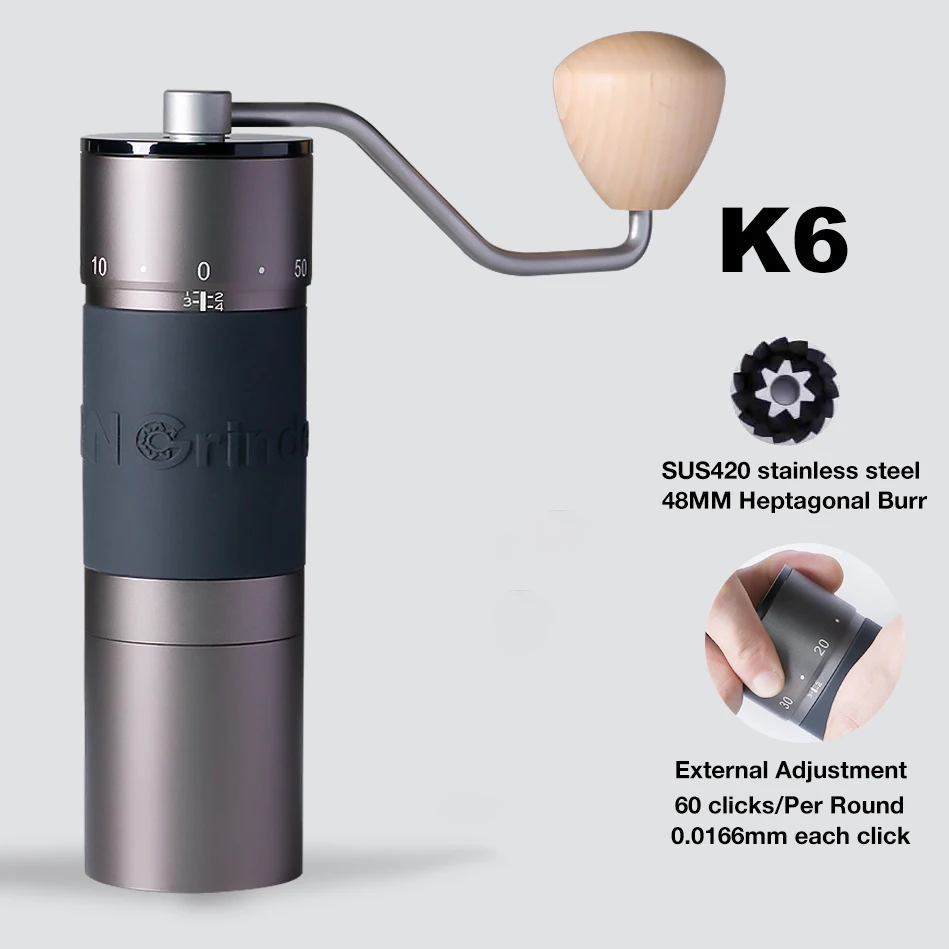 Kingrinder K2 / K4 / K6 Handkoffiemolen Draagbare Hand Molen 48Mm SUS420 Rvs Braam Slijpen Кофемолка 커피그라인더