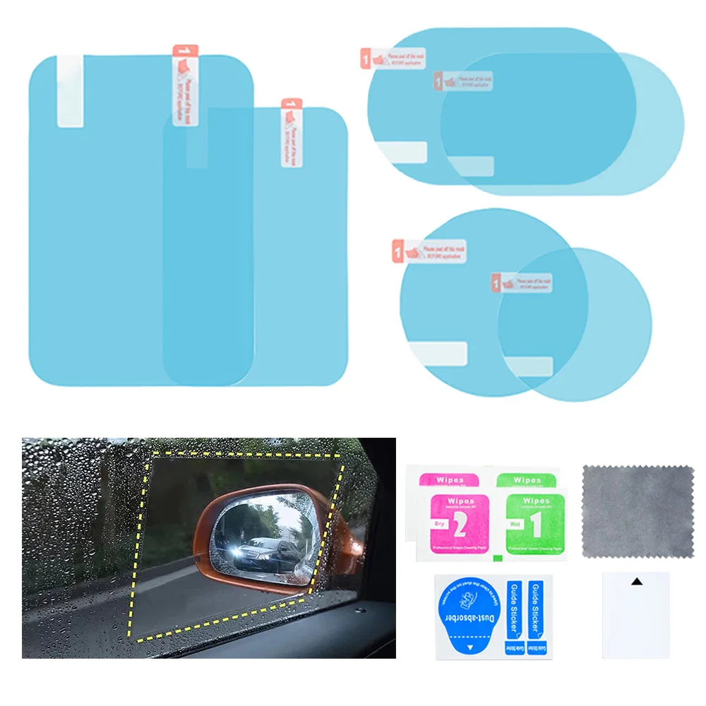 2pcs Car Rearview Mirror Film Rainproof Anti Fog Car Window Clear Film Rainproof Film Clear Sight Auto Sticker Car Accessories