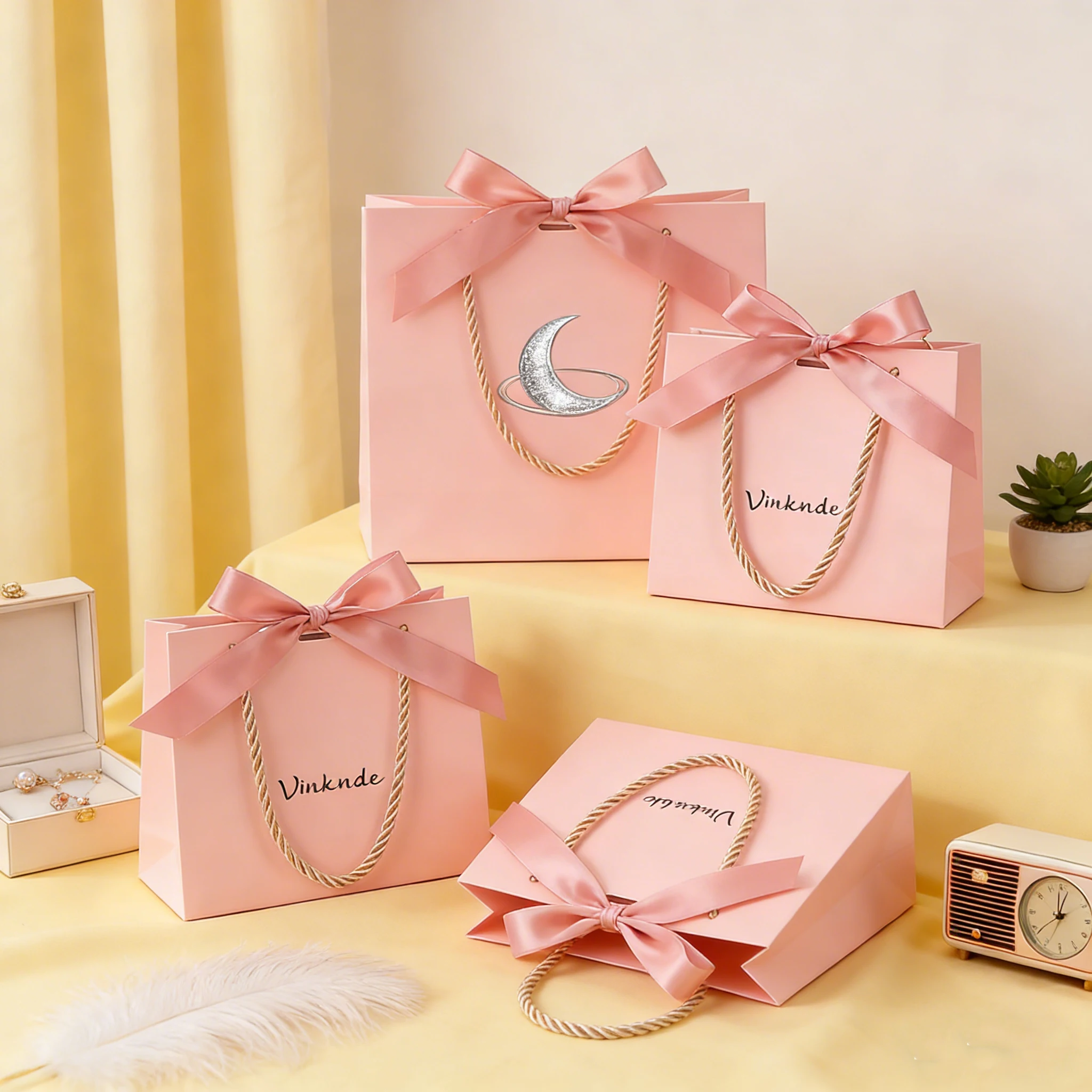 

Новая персонализированная изысканная подарочная сумка-тоут 14x6x12 см для украшений, помады, косметики, ресниц, десертов, серег, часов, упаковка-сумочка