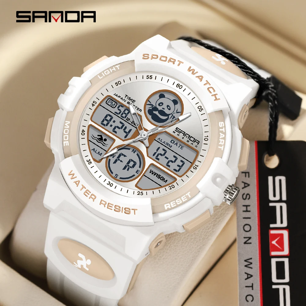 

Sanda 6135 Trendy Hot Sale New Model For Men Silincone Strap Digital Movement Sports Mode Alarm Electronic Wrist Watch