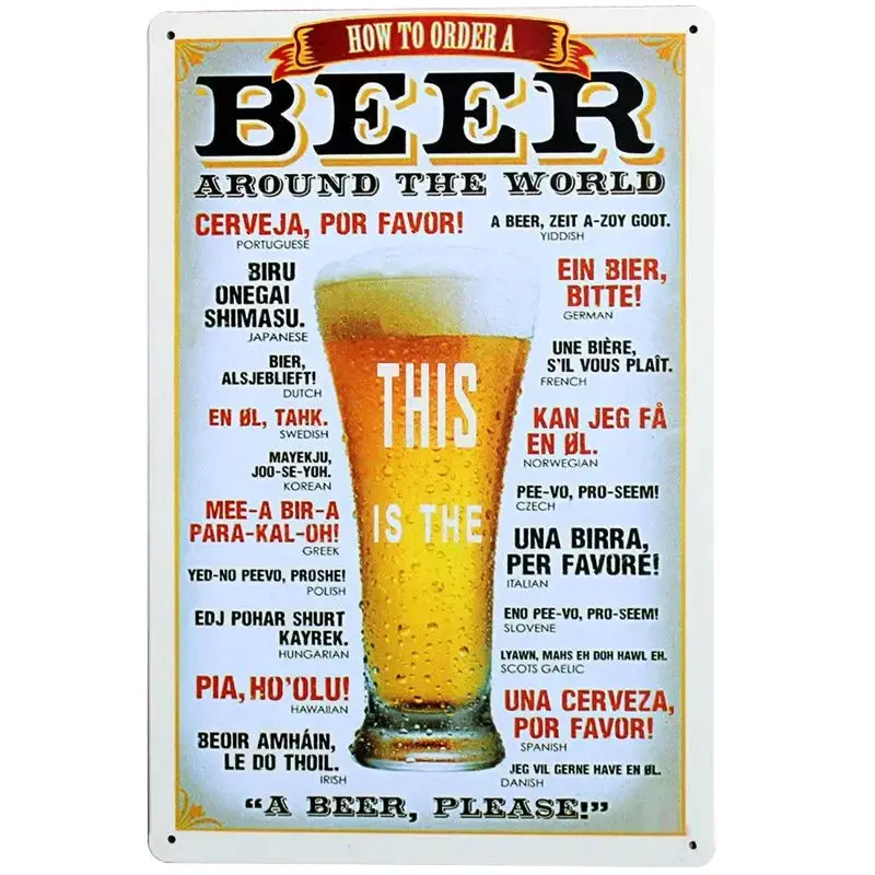 Shabby Chic BEER Vintage Metal Sign, Bar, Cafe, Pub, Tavern, Home Decor, Beer, Wine Art, Painting Plate, Plaque, 30x20cm