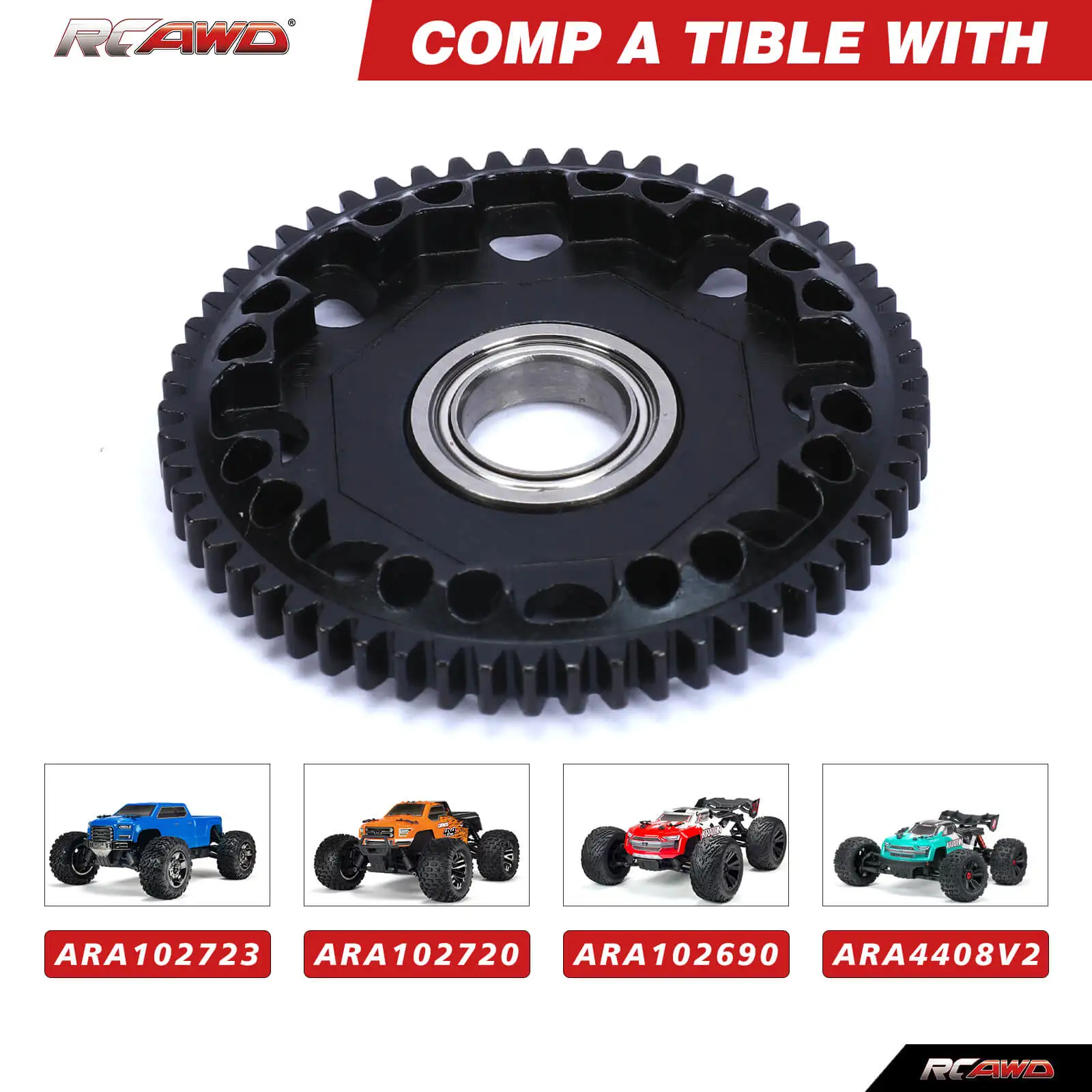 Steel HD STEEL 57T SPUR GEAR, 0.8MOD for 1/10 ARRMA 3S 4S BLX BIG ROCK GRANITE KRATON OUTCAST SENTON TYPHON upgrades parts