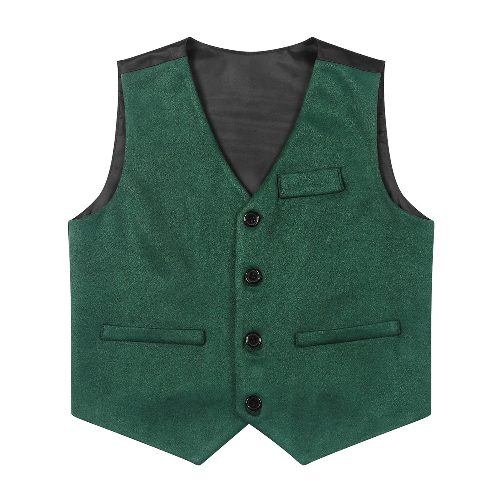 Children Boy's Vests Kids Gentleman School Uniforms Waistcoat for Boy Teens V Neck Sleeveless Vest for Banquet Host Performance