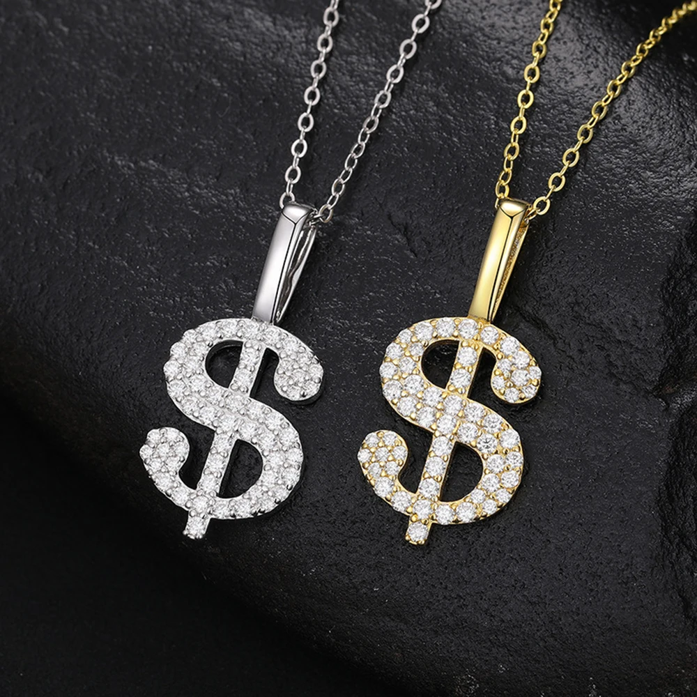 Dollar Moissanite Necklaces S925 Silver Pendant For Women Men Hip Hop Jewelry Pass Diamonds Tester With GRA Free Shipping