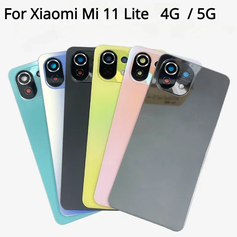 Back Cover For Xiaomi Mi 11 Lite Glass Battery Cover Housing Door Cases Mi11 Youth NE 5G With Camera Lens Replacement