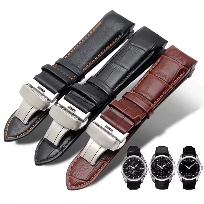 Genuine Calf Leather Watchband Watch Band Strap for Tissot COUTURIER T035 T035617 627 T035439 Watch Band burnishing Buckle 22mm