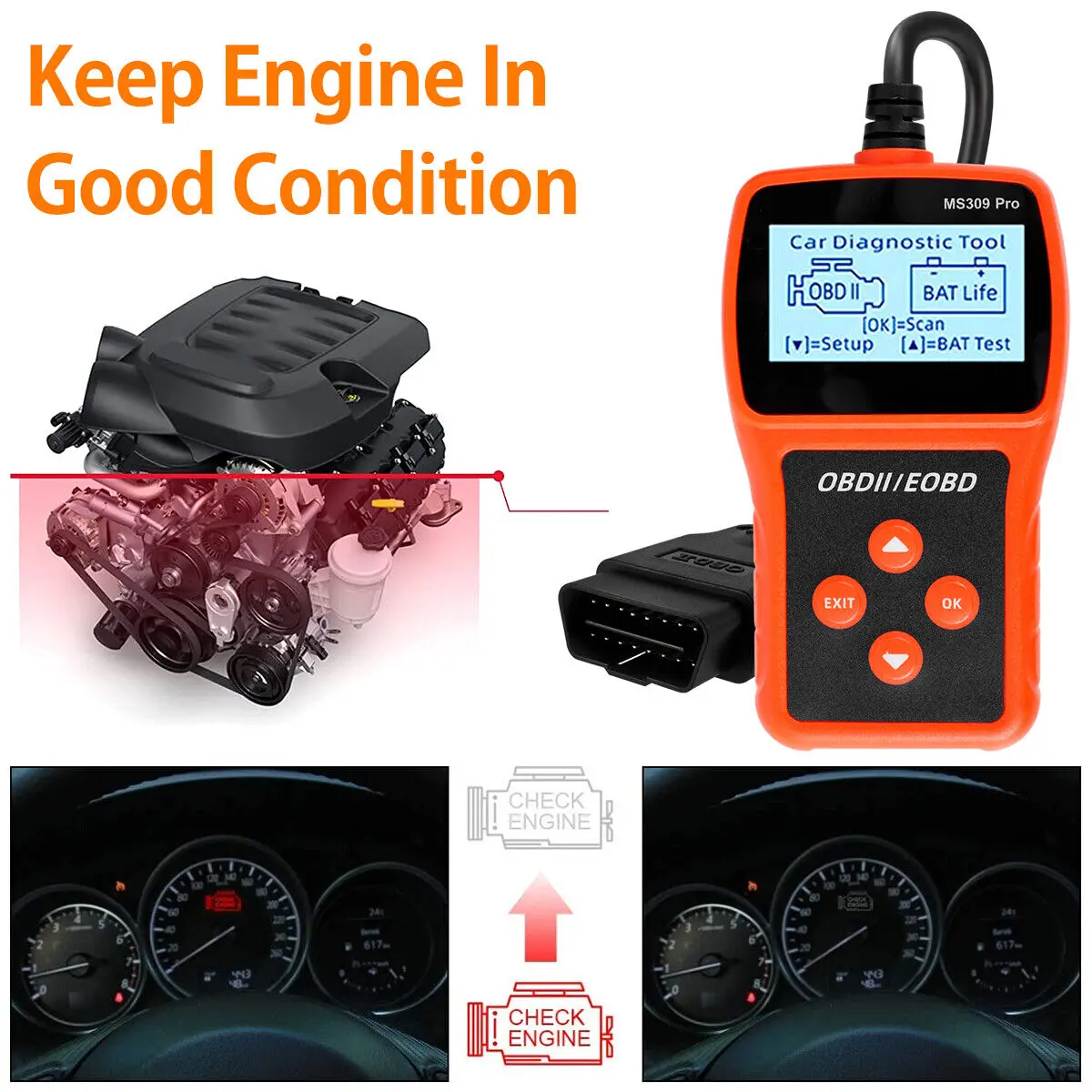 Trouble Code Scanner Car Engine Diagnosis Check Engine Light Obd Code Reader Obd2 Scanner Car Diagnostic Tool