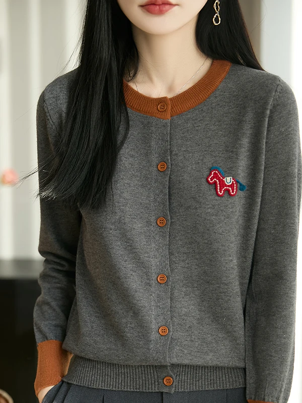 

Spring New Sle Women's Loose Knitted Woolen Cardigan round Ne Open Front Sweater Casual Comfortable Soft Long Sve Coat