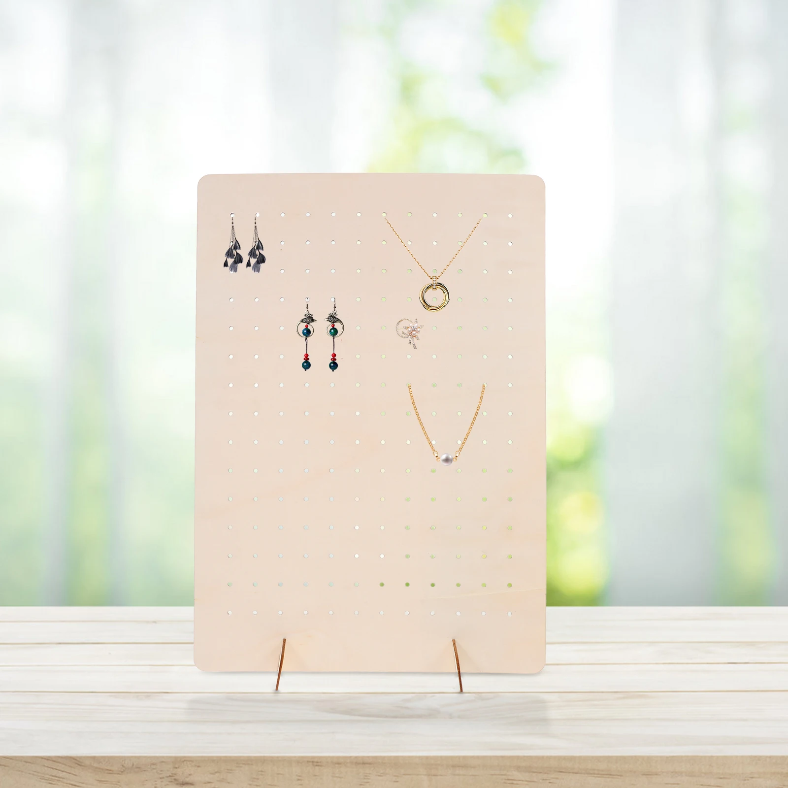 

Wooden Pegboard Display Stand Portable Jewelry Organizer For Earrings Necklaces Lightweight Earring Holder Organizer