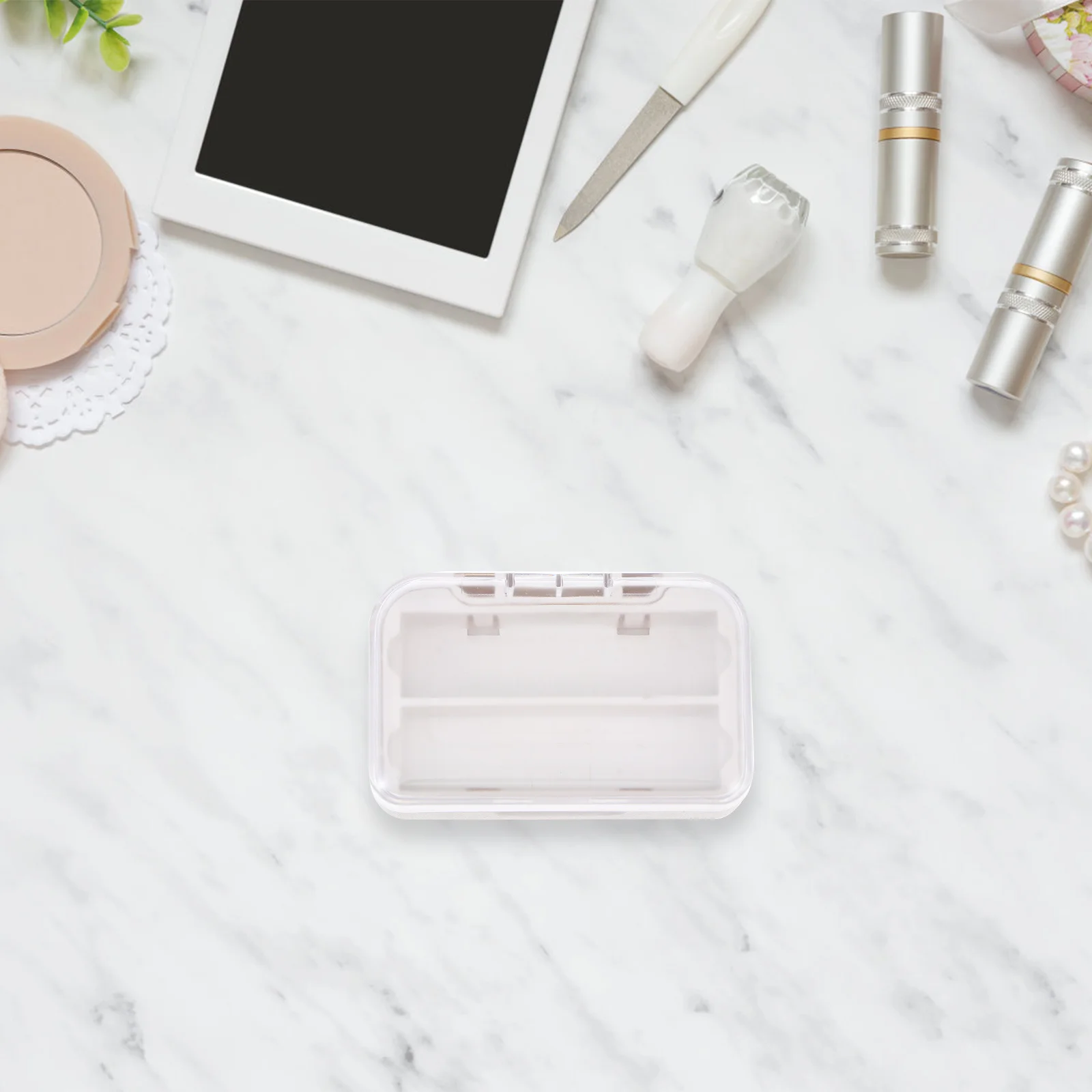 

Organizer Storage Box Portable Lipstick Container Desktop Makeup Storage Case with Cover Holder for Powder Eye Shadow