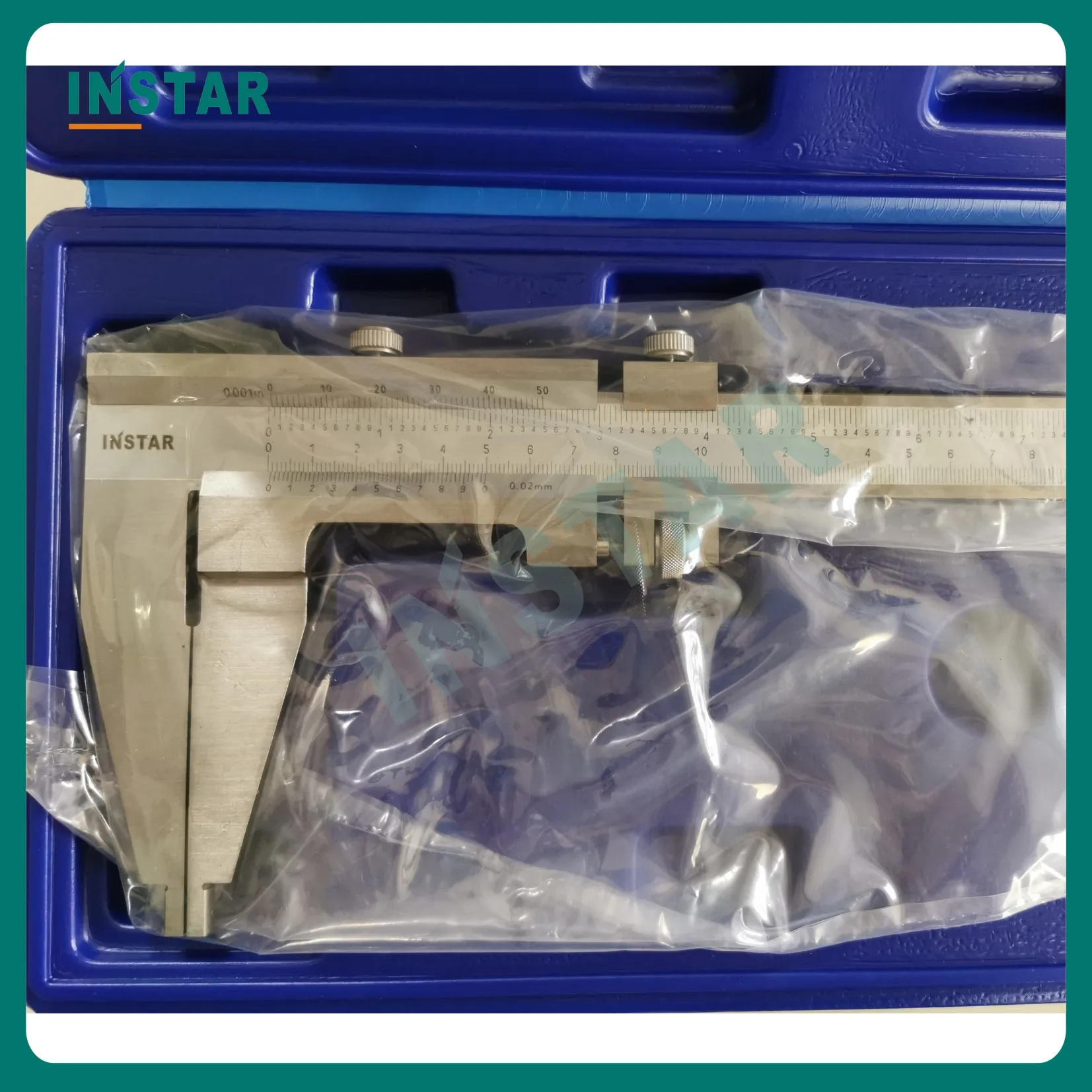 Imagem -06 - Instar-large Vernier Caliper iv 0600 mm 0.02 mm 024 Jaw 100 mm Padrão Din Aço Inoxidável Métrica Endurecida e Polegada Escala