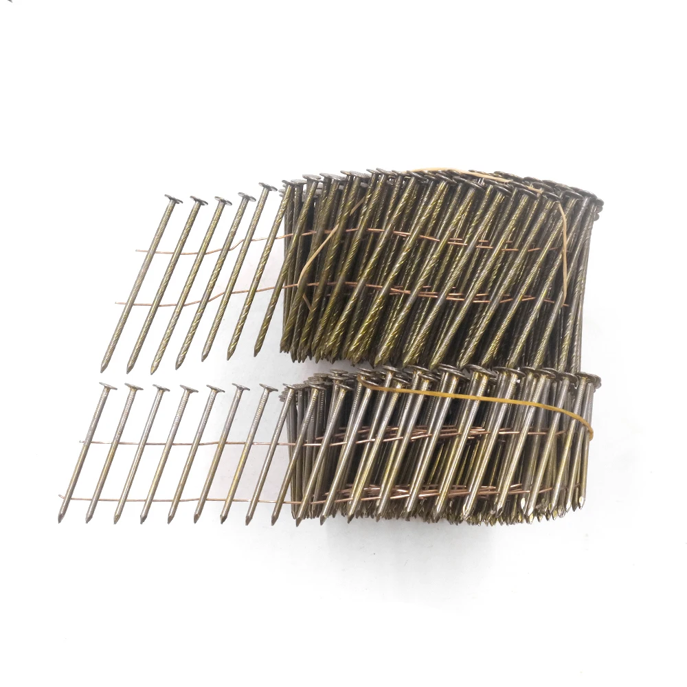 Wire Collated Coil Nails Round Head 15 Degree Thread Rod Wire Collated Framing Nails For Wooden Pallet Pneumatic Nail Gun Use