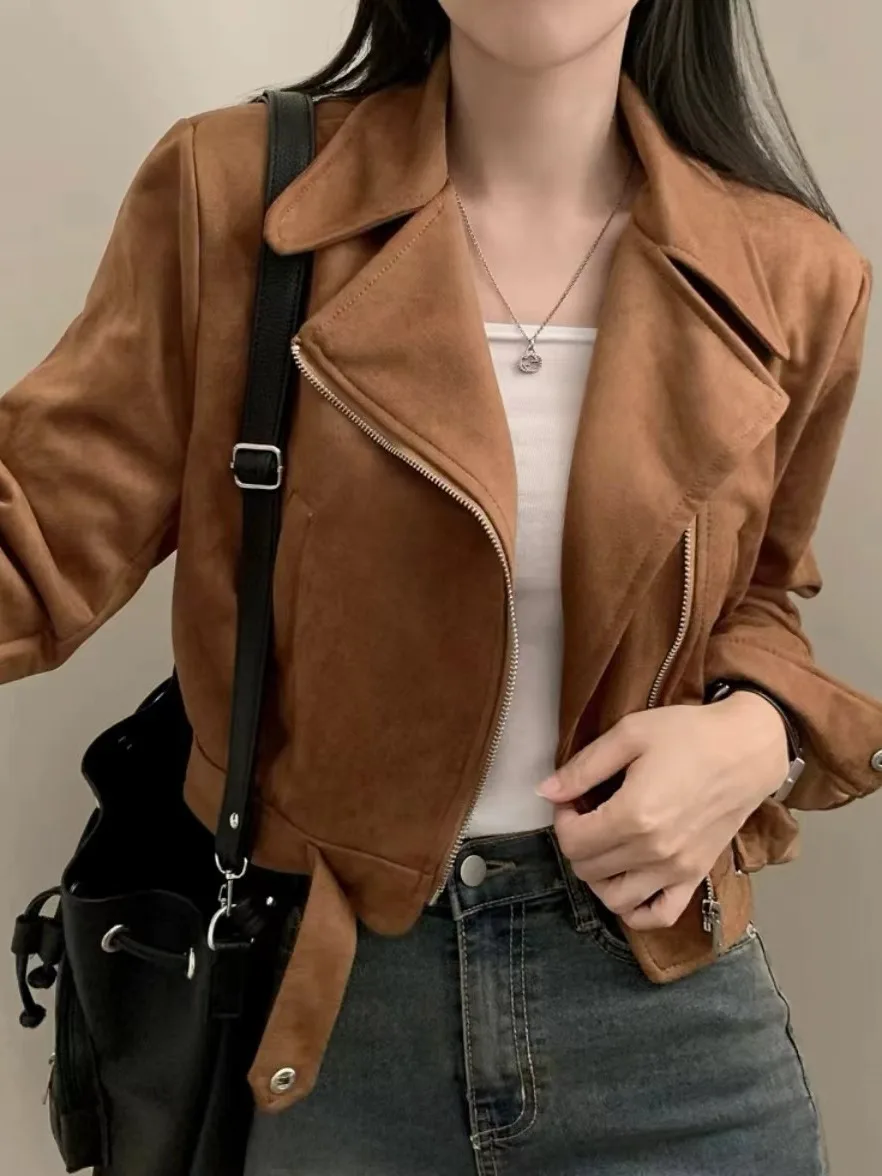 أنيقة الخريف الشتاء ort الجلد المدبوغ Jaet المرأة تصميم سستة طوق السائق Sle أعلى ألياف البوليستر طويلة Sve لون نقي #3