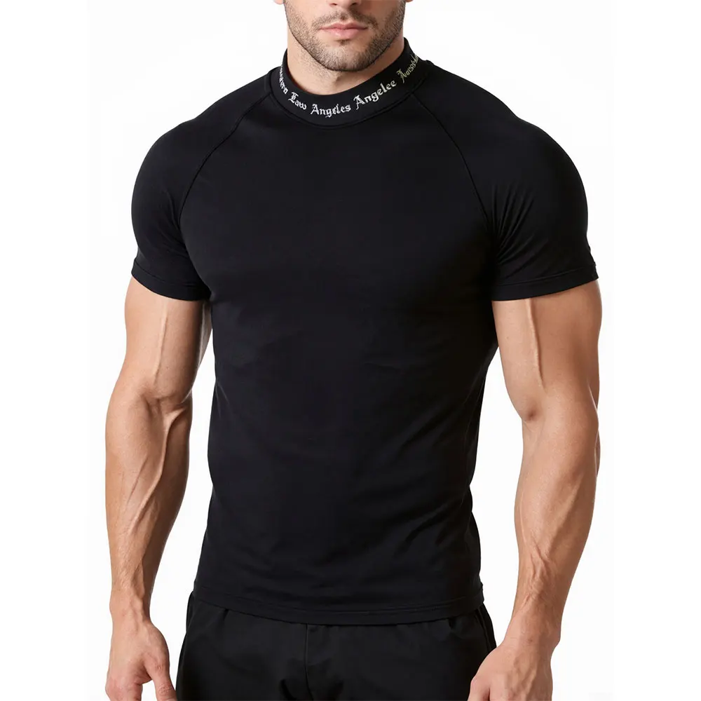 Men Bodybuilding Quick Dry Casual Compression Short Sleeve T-Shirt Man Gym Fitness Clothing Sport Running Workout Tee Sweatshirt