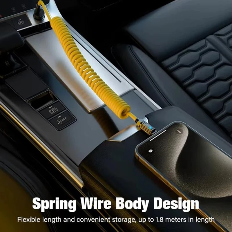 USB 3.2 20GBPS USB C إلى USB C كابل الربيع القابل للسحب PD3.1 140W نقل بيانات السيليكون استبدال كابل الشحن السريع K1KF