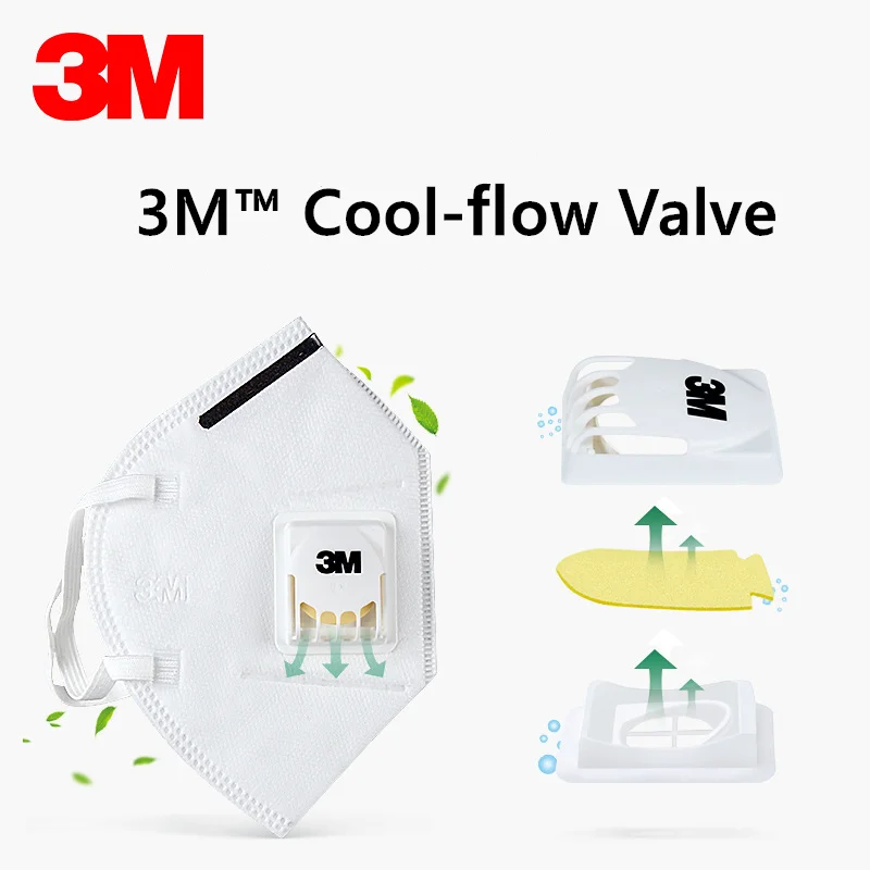 3M 9501V+ Facial Mask 9502V+ Anti-particulate Mask KN95 Standard Breath Valve Folding Headband Earloop High Filteration Health