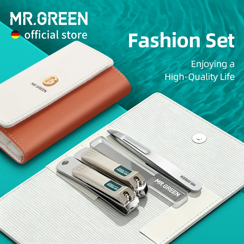 Mr.Green Kit Manicure Verde - Ferramentas de Aço Inox